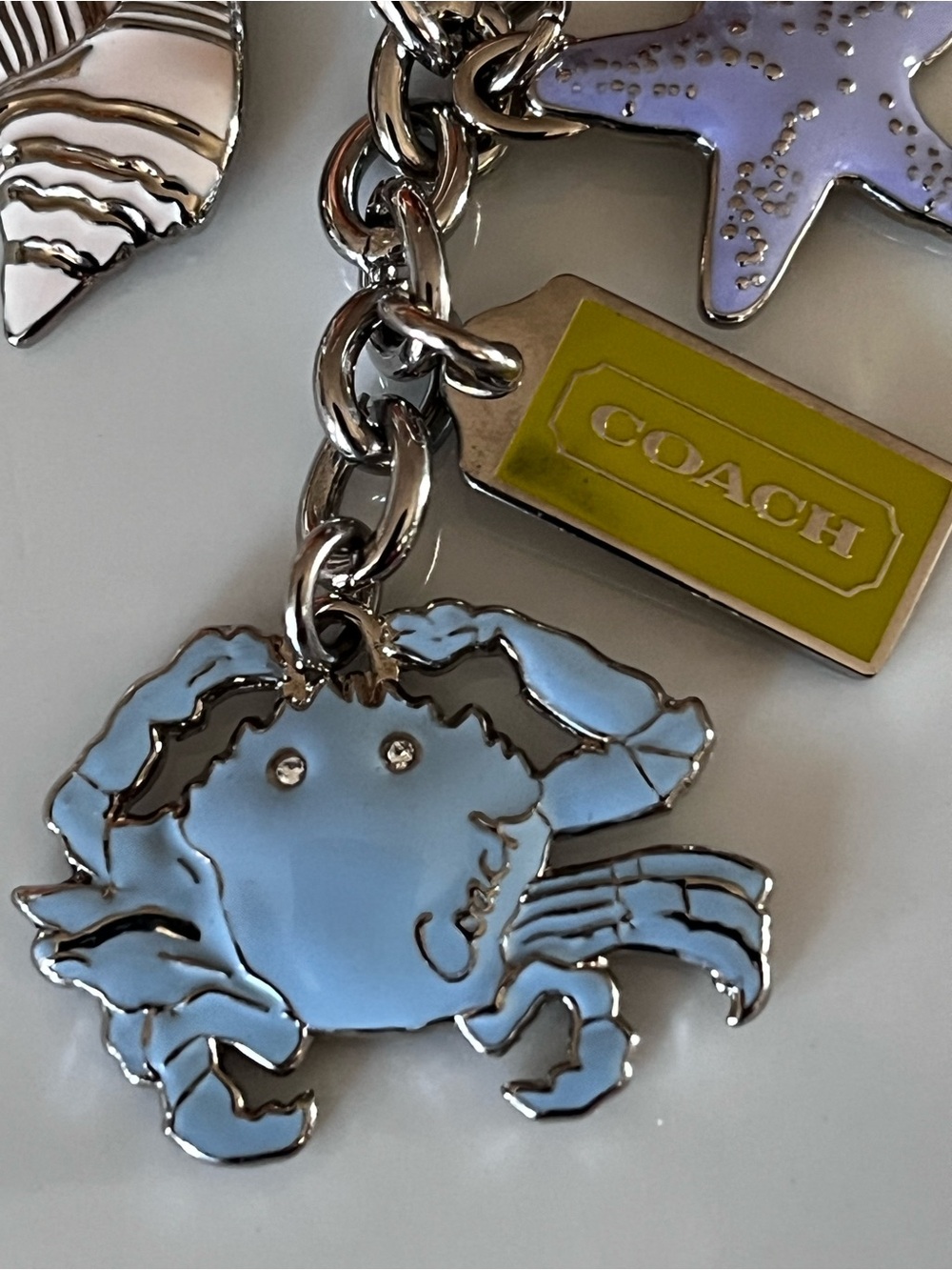 Rare Authentic COACH Keychain Under the Sea Silver w 5 charms - Picture 2 of 14